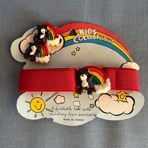 NEW Vintage 80s Kids Collections Bear/Rainbow Belt & Hairclips